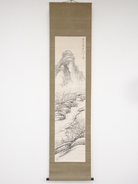 JAPANESE HANGING SCROLL / HAND PAINTED / SCENERY (1920)
